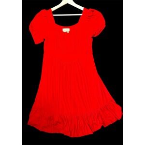 anthropologie Grandeur‎ Dress Red Size 1X Lined Party Boho Stretch Peasant